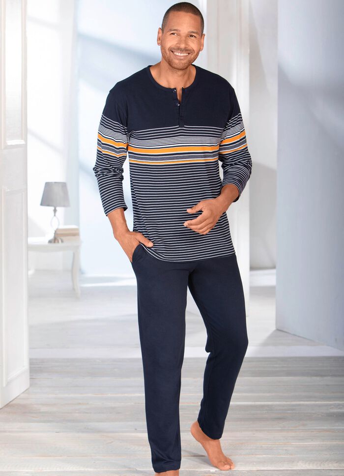 Pyjama met knoopsluiting en open uiteinden 