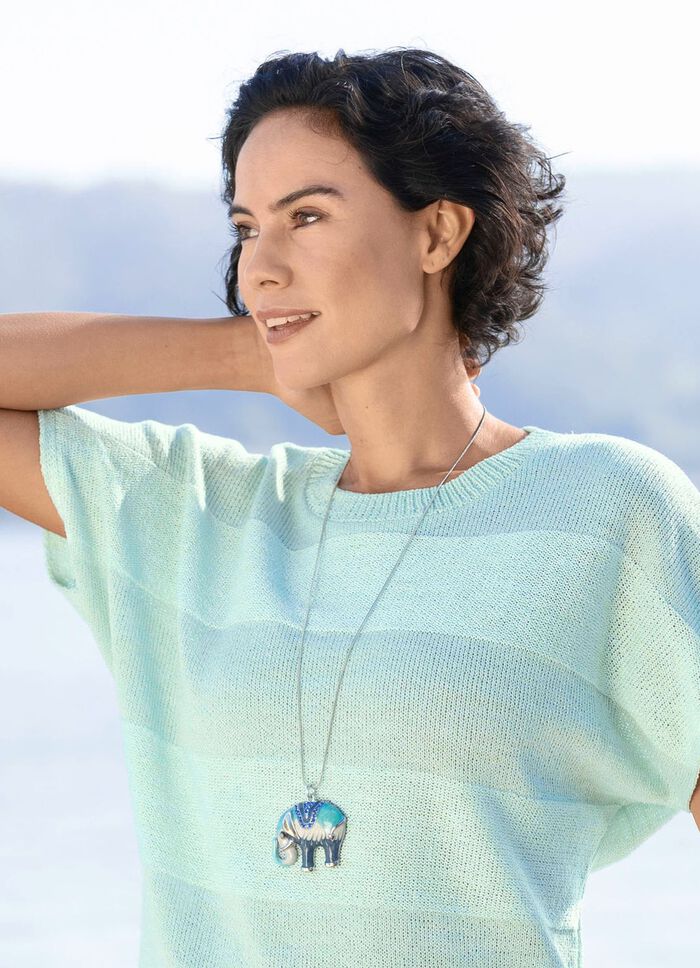 Slangenketting in zilverlook met olifantenhanger 