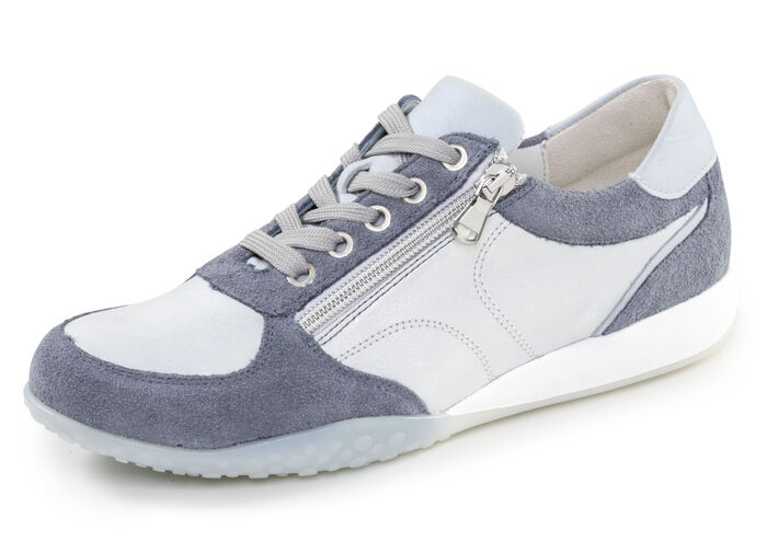 Waldläufer, comfortabele damessneakers, breedte H, met uitneembaar voetbed JEANSBLAU-SILBER
