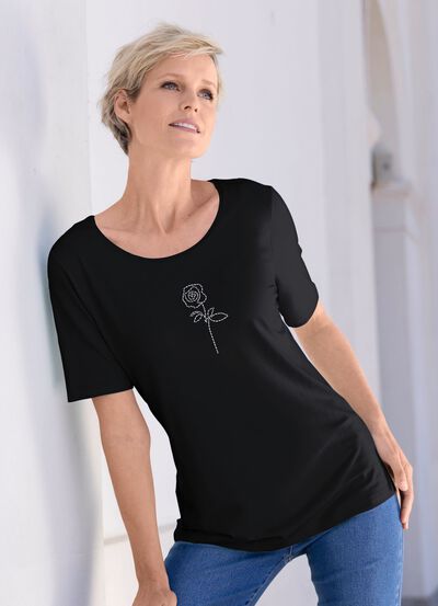 Shirt met strassversiering 