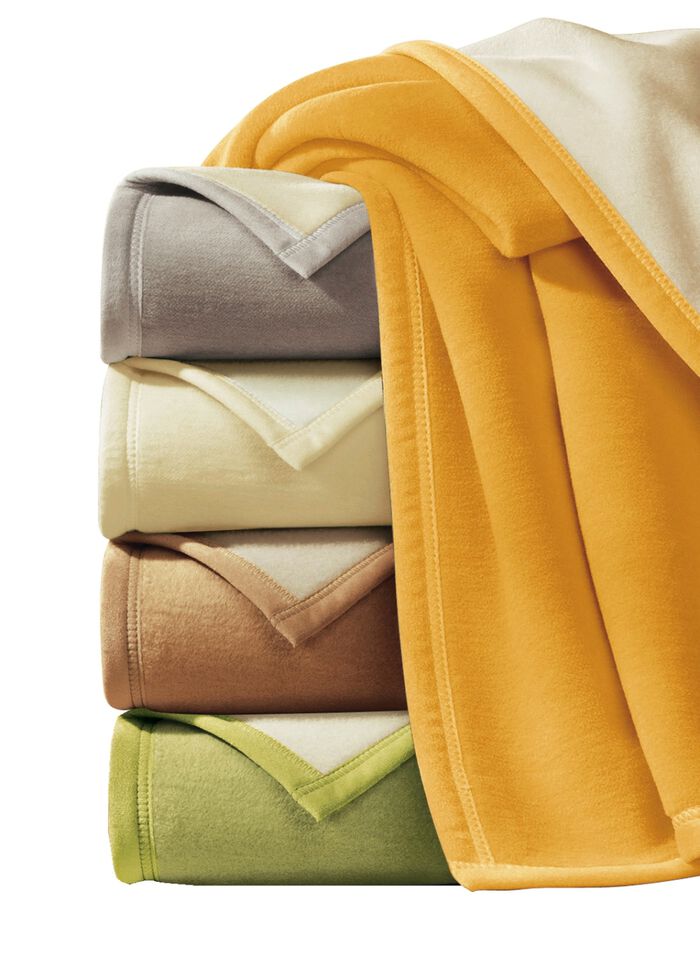 Slaapdeken met velours rand CAMEL