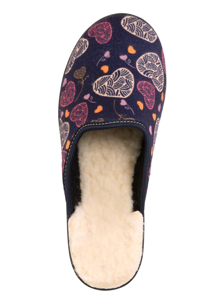Set van twee gevoerde damespantoffels, breedte H, met textielprint 
