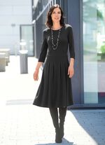 Jurk met pop-up boxplooien ZWART