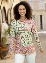 Shirt met all-over print ROSÉ-MUNT-KAKI