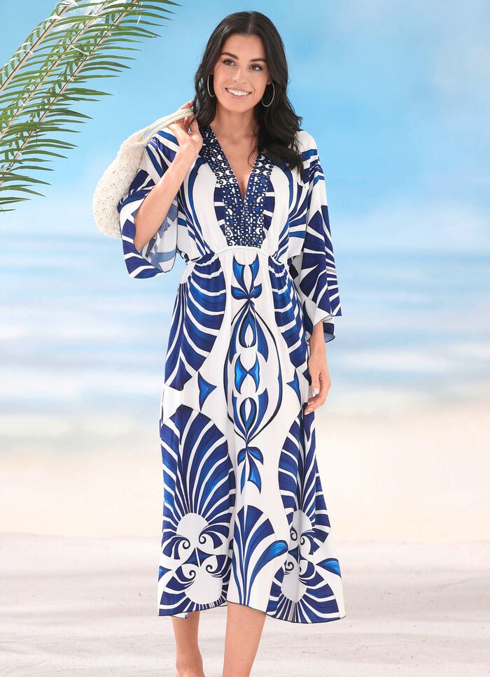 Laurina-jurk met schitterend gekleurd printdessin 