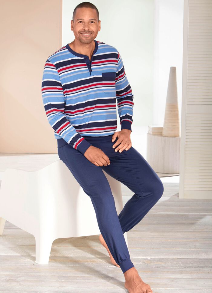 Set van twee pyjama's met knoopsluiting en manchetten 