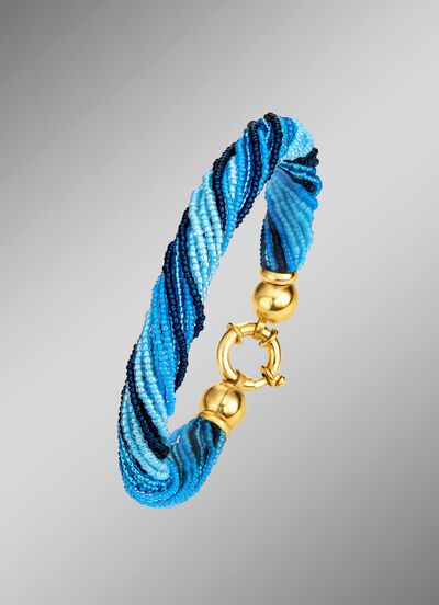 Armband met Muranoglas in blauwtinten 