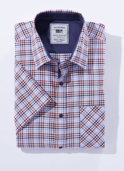 Geruit overhemd "Milano Italy" in 4 kleuren 