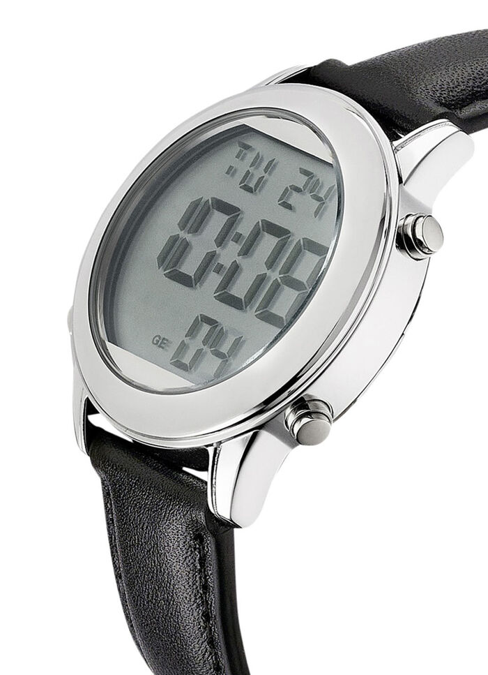 Digitaal radiogestuurd herenhorloge met sprekende tijdaanduiding 