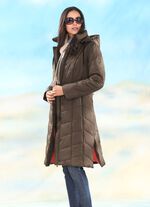 Jas met zijsplitten met rits KOFFIEBRUIN