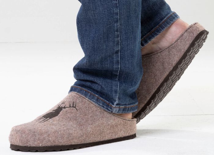 GINO GALANTE, trendy herenpantoffels, breedte H, met hertenborduursel 