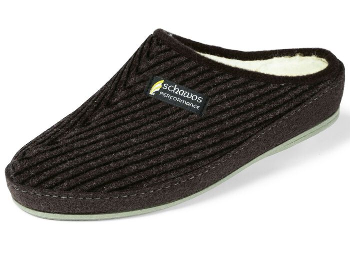 Gevoerde herenpantoffels, met nieuwe wol MOKKA