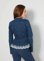 Denim blazer met decoratieve kantlook 