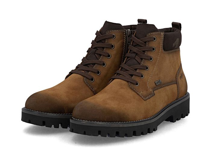 Rieker, gevoerde herenlaarzen, winterschoenen, breedte H, met rits COGNAC