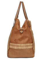 Collezione Alessandro tas gemaakt van deels veloursmateriaal met reptielreliëf COGNAC