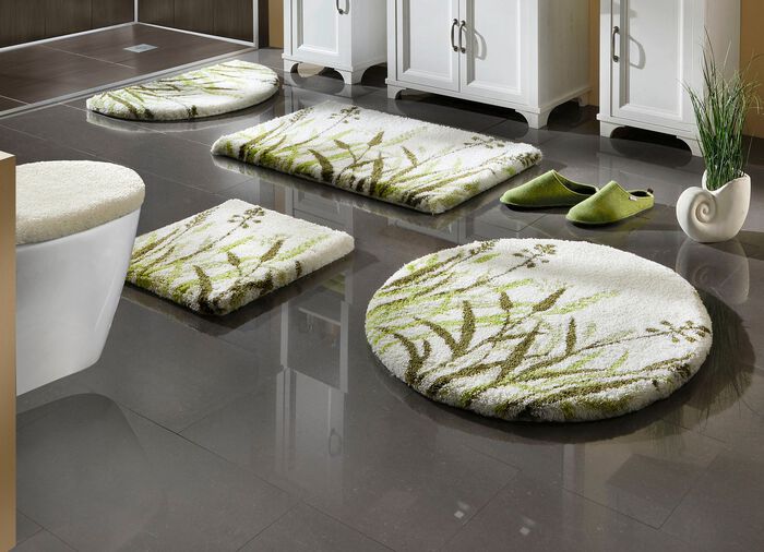 Naturel badkamerset met grasmotief 