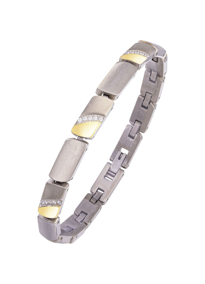 Bicolor armband met synthetische zirkonia 