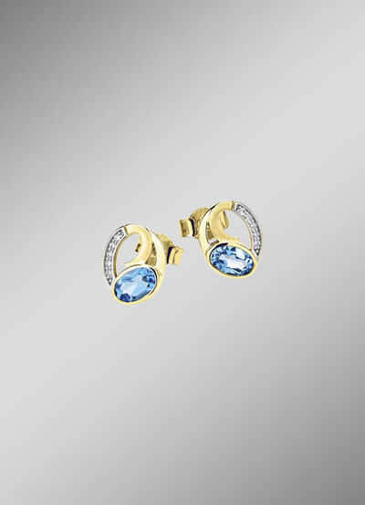 Oorstekers met blauwe topaas en zirkonia 