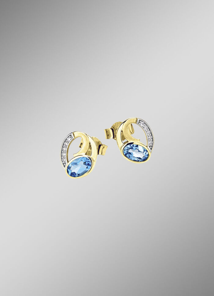 Oorstekers met blauwe topaas en zirkonia