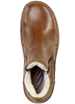 GINO GALANTE, gevoerde heren enkellaarsjes, winterschoenen, met wol COGNAC