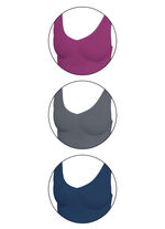 Set van 3 naadloze comfort-bh's BESSEN-GRIJS-MARINEBLAUW