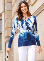 Fijngebreide trui met dierenprint 