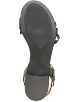 Caprice sandaal van gedeeltelijk gemetalliseerd nappaleer ZWART