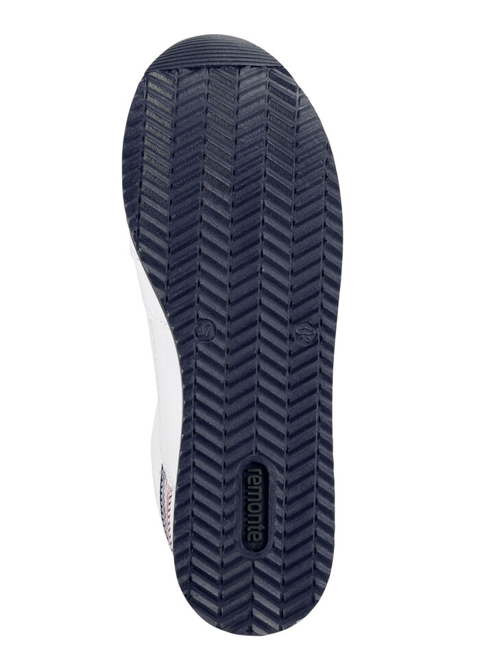 Remonte sneakers gemaakt van gecoat leer met textielafwerking WIT-MARINEBLAUW-ROOD