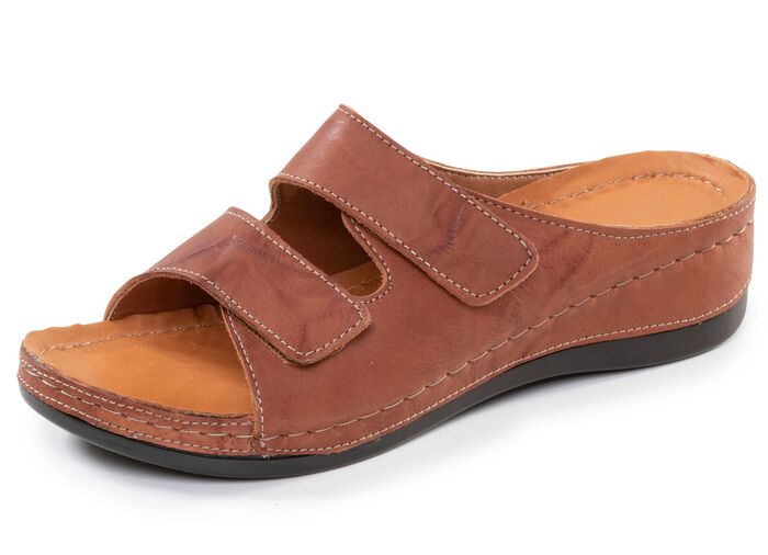 Comfortabele damesmuiltjes, breedte G, met klittenbandsluiting BRAUN