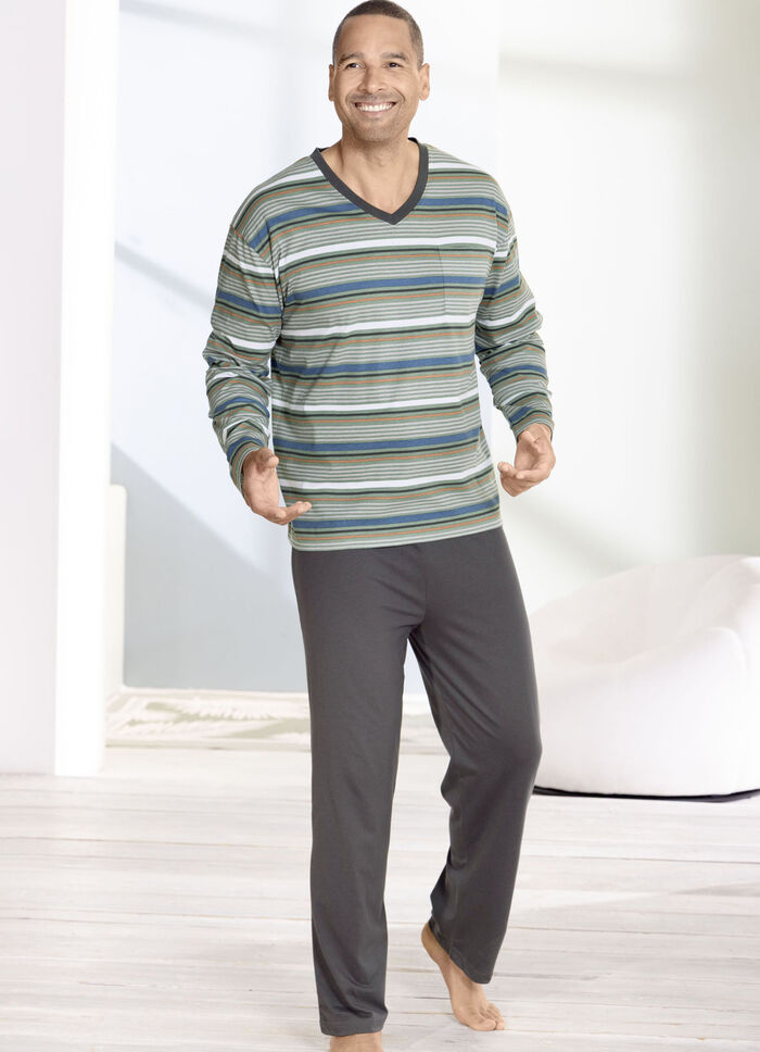 V-hals pyjama met open manchetten 