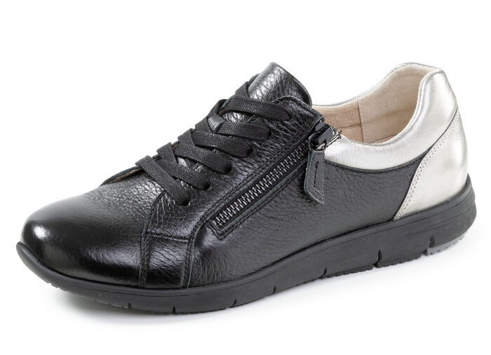 ELENA EDEN, comfortabele damessneakers, breedte G, met uitneembaar voetbed SCHWARZ-SILBER