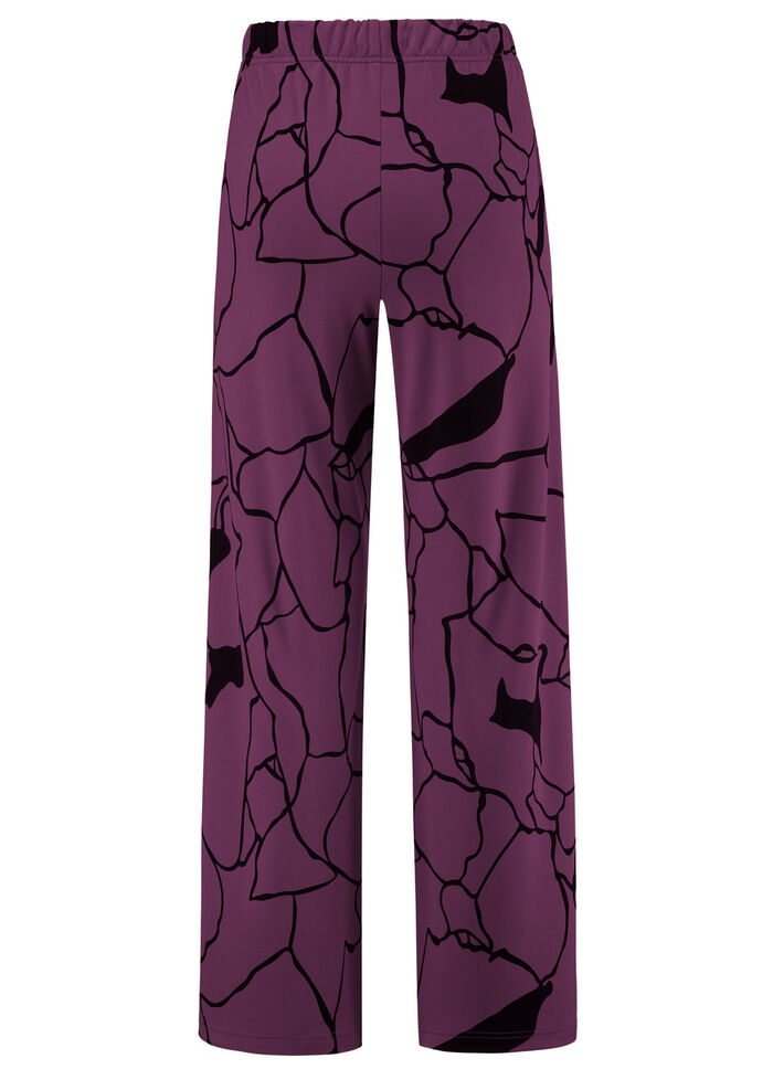 Broek met comfortabele breedte AUBERGINE-ZWART