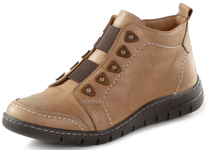 ELENA EDEN, gevoerde dameslaarzen, winterschoenen, breedte H, met uitneembaar voetbed CAMEL