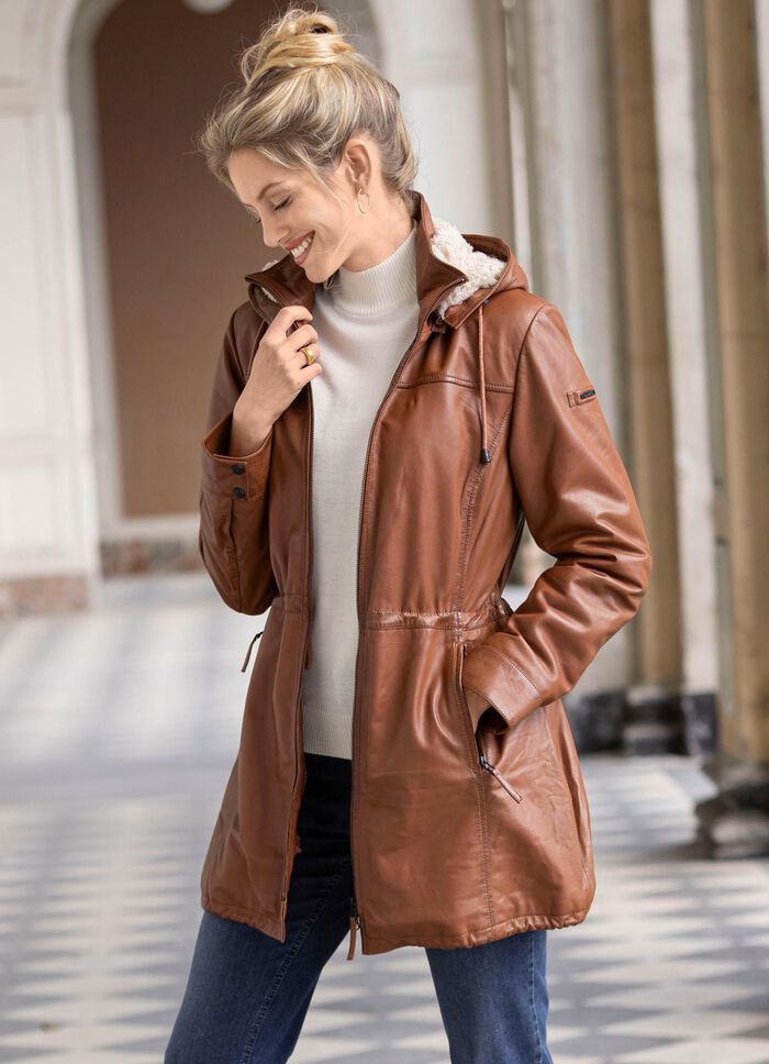 Korte leren jas van "Cabrini" 