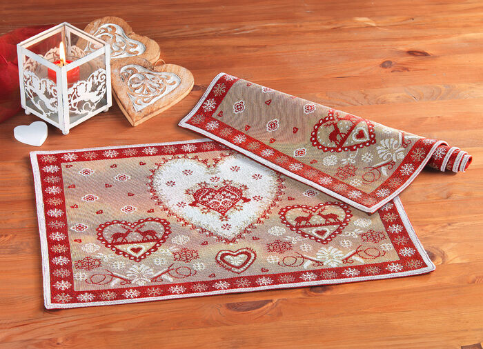 Tafelmat van wandtapijt, 2 stuks ROOD-MEERKLEURIG