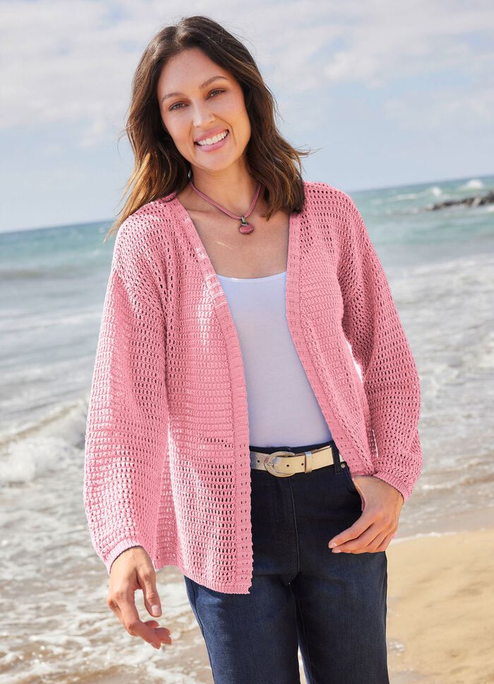 Cardigan met structuur- en opengewerkt patroon 