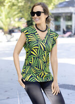 Shirt met all-over design in 2 kleuren GROEN-GEEL-NACHTBLAUW