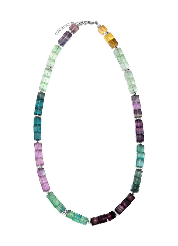 Prachtige set met hematiet, bewerkt en fluoriet in veelkleurig 