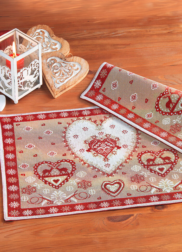 Tafelmat van wandtapijt, 2 stuks ROOD-MEERKLEURIG