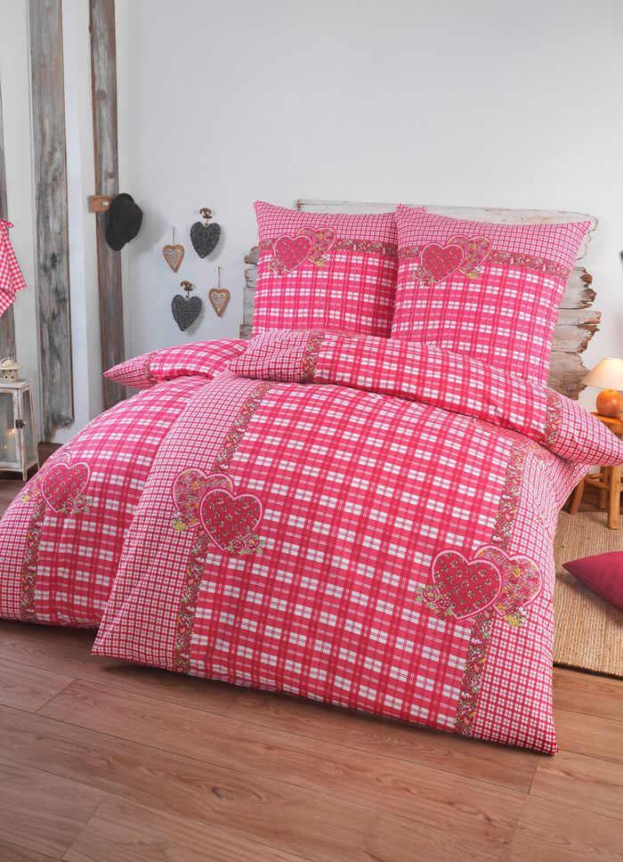4-delige beddengoedset met rustiek ruitdessin 