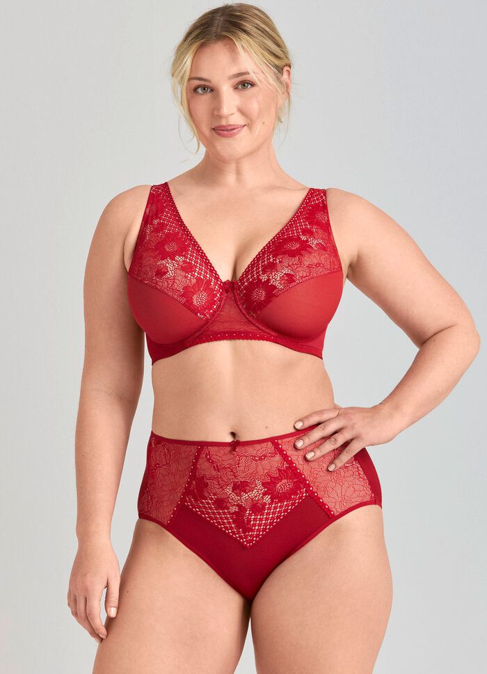 Miss Mary slip met gevoerde elastische kant ROT