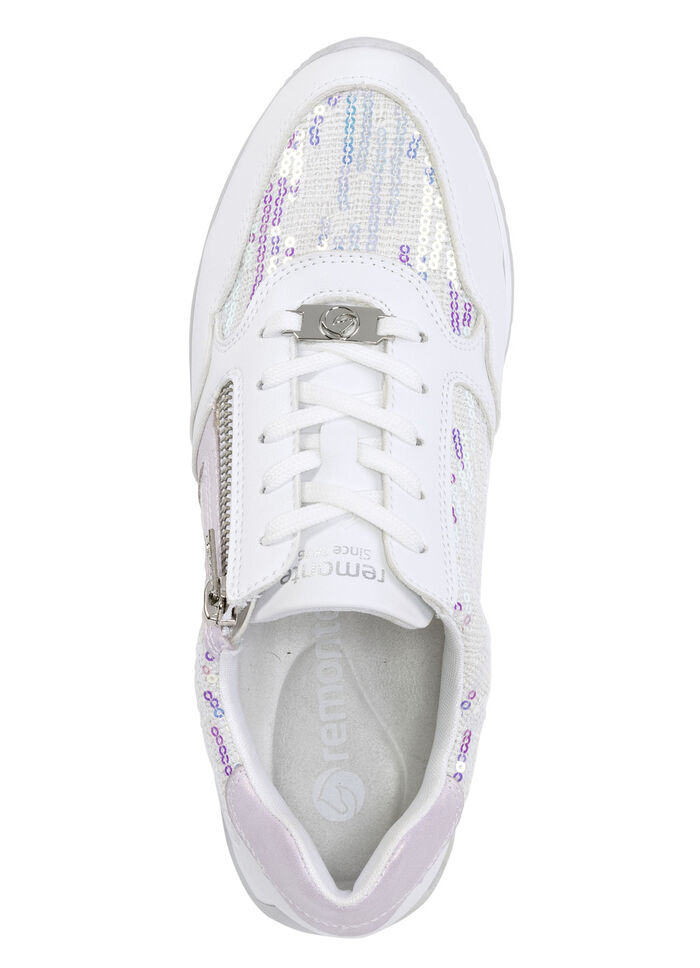 Sneakers van een interessante materiaalmix WIT-LICHT LILAC