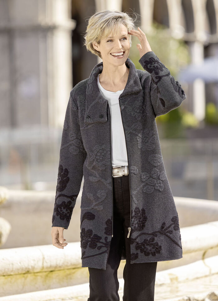 Lang vest met cloqué-effecten 