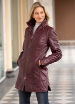 Korte leren jas van &ldquo;Cabrini&rdquo; BORDEAUX