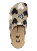 Mubb pantoffels van wolvilt met een brutaal hartjesmotief BEIGE-SCHWARZ