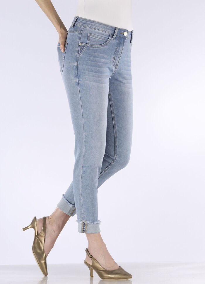 Jeans met fonkelende strass steentjes LICHTBLAUW