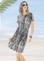 Laurina-jurk met schitterend gekleurd printdessin 