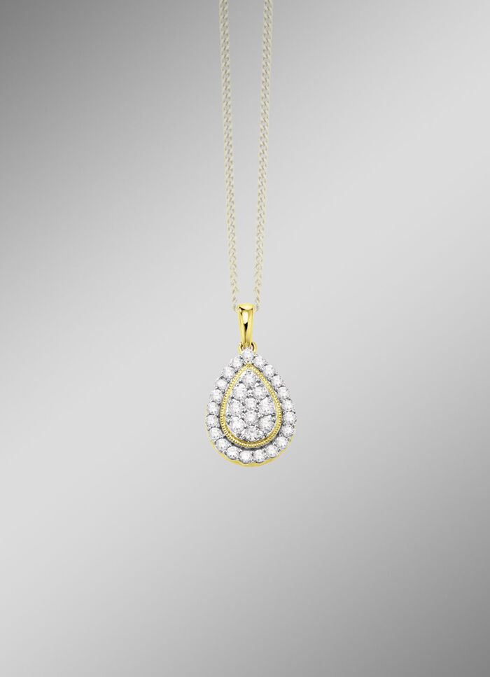 Druppelvormige hanger met diamanten 