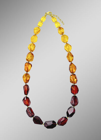 Elegante ketting met barnsteen en hematiet 