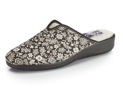 Laurina pantoffels met bloemenborduursel 